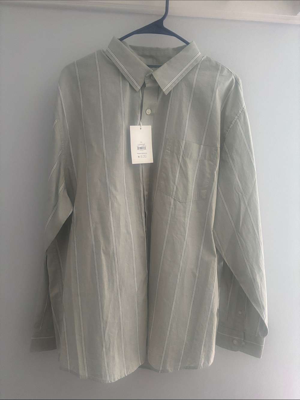 Men's Sage Green Stripe Dress Shirt